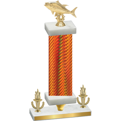 Premium Single Orange Carbon Fiber Victory Fishing Trophy