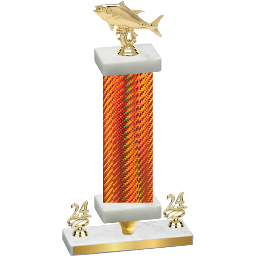 Premium Single Orange Carbon Fiber Year Fishing Trophy