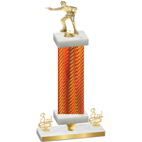 Premium Single Orange Carbon Fiber Third Place Shooter Trophy