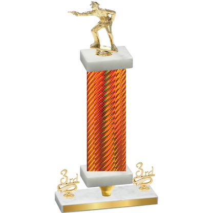 Premium Single Orange Carbon Fiber Third Place Shooter Trophy