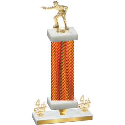 Premium Single Orange Carbon Fiber Fourth Place Shooter Trophy