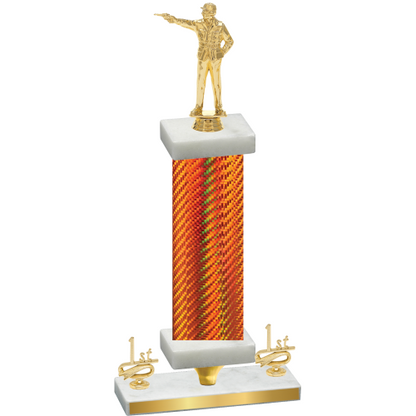 Premium Single Orange Carbon Fiber First Place Shooter Trophy