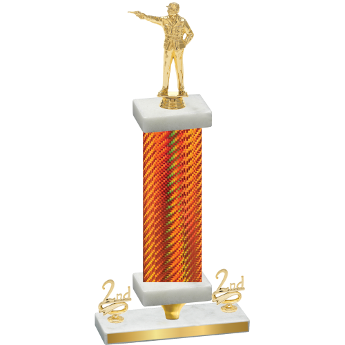 Premium Single Orange Carbon Fiber Second Place Shooter Trophy