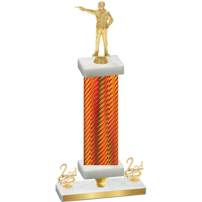 Premium Single Orange Carbon Fiber Second Place Shooter Trophy