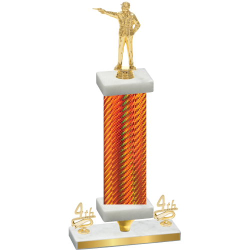 Premium Single Orange Carbon Fiber Fourth Place Shooter Trophy