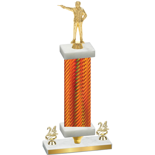 Premium Single Orange Carbon Fiber Year Shooter Trophy