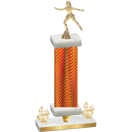 Premium Single Orange Carbon Fiber Fourth Place Skater Trophy