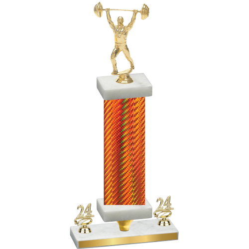 Premium Single Orange Carbon Fiber Year Weights Trophy