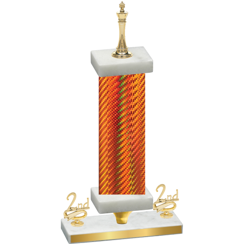 Premium Single Orange Carbon Fiber Second Place Chess Trophy