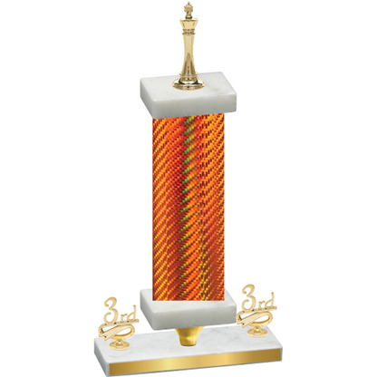 Premium Single Orange Carbon Fiber Third Place Chess Trophy