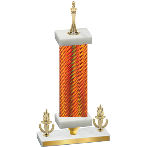 Premium Single Orange Carbon Fiber Victory Chess Trophy