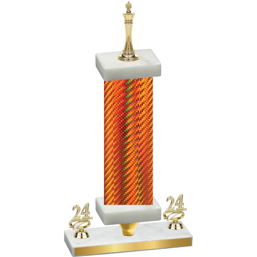 Premium Single Orange Carbon Fiber Year Chess Trophy