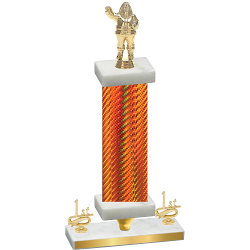 Premium Single Orange Carbon Fiber First Place Holiday Trophy