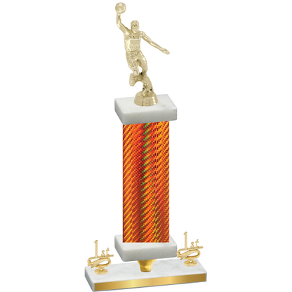 Premium Single Orange Carbon Fiber First Place Basketball Trophy