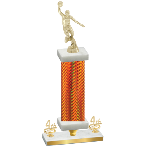 Premium Single Orange Carbon Fiber Fourth Place Basketball Trophy