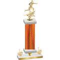 Premium Single Orange Carbon Fiber First Place Flag Football Trophy