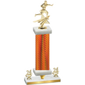 Premium Single Orange Carbon Fiber Year Flag Football Trophy
