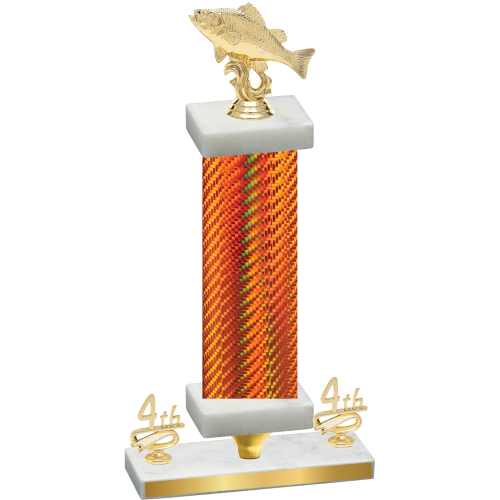 Premium Single Orange Carbon Fiber Fourth Place Fishing Trophy