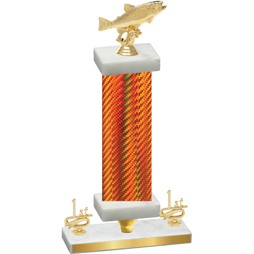 Premium Single Orange Carbon Fiber First Place Fishing Trophy