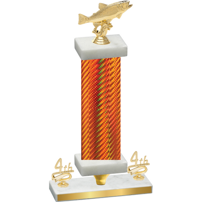 Premium Single Orange Carbon Fiber Fourth Place Fishing Trophy