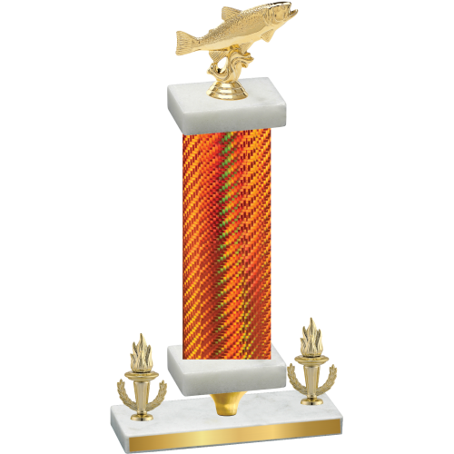 Premium Single Orange Carbon Fiber Victory Fishing Trophy