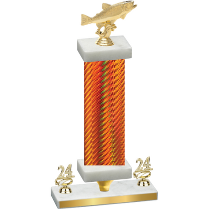 Premium Single Orange Carbon Fiber Year Fishing Trophy