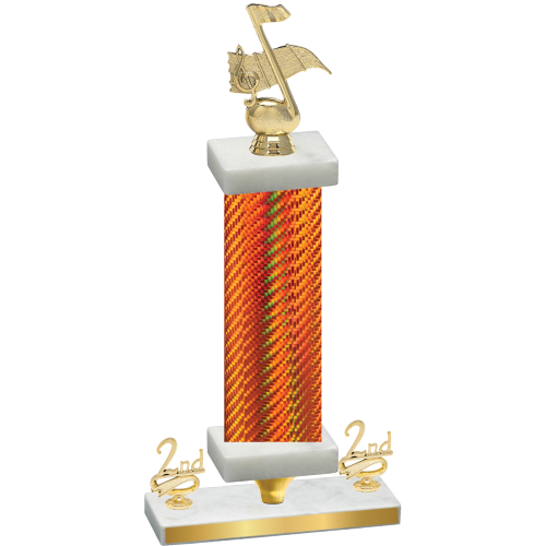 Premium Single Orange Carbon Fiber Second Place Music Trophy