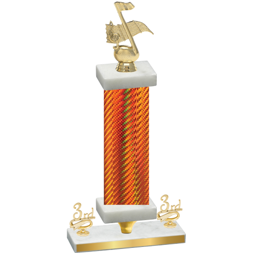 Premium Single Orange Carbon Fiber Third Place Music Trophy