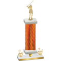 Premium Single Orange Carbon Fiber Second Place Golf Trophy