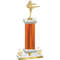 Premium Single Orange Carbon Fiber Second Place Karate Trophy
