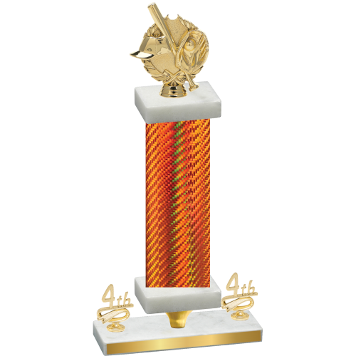 Premium Single Orange Carbon Fiber Fourth Place Baseball Trophy