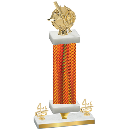 Premium Single Orange Carbon Fiber Fourth Place Baseball Trophy