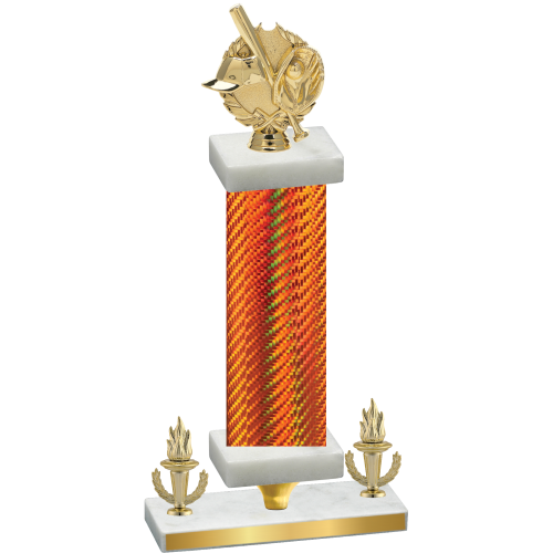 Premium Single Orange Carbon Fiber Victory Baseball Trophy