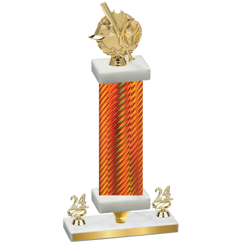 Premium Single Orange Carbon Fiber Year Baseball Trophy