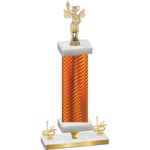 Premium Single Orange Carbon Fiber First Place Academics Trophy