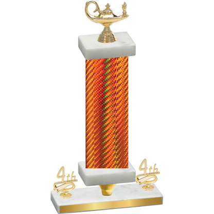 Premium Single Orange Carbon Fiber Fourth Place Academics Trophy