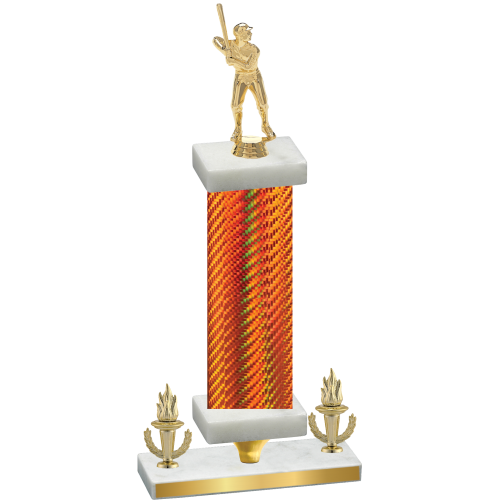 Premium Single Orange Carbon Fiber Victory Baseball Trophy
