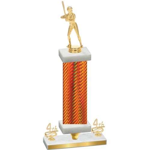 Premium Single Orange Carbon Fiber Fourth Place Softball Trophy
