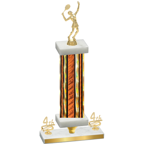 Premium Single Orange Glacier Fourth Place Tennis Trophy