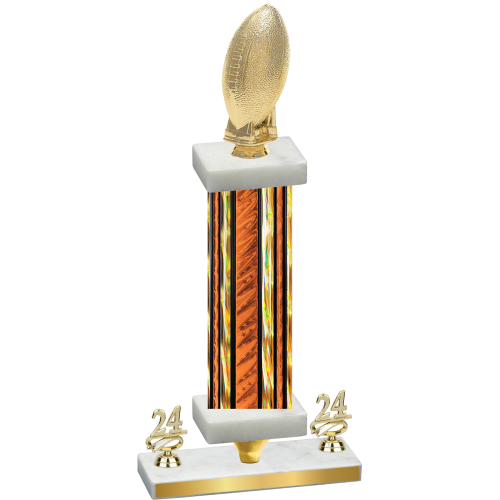 Premium Single Orange Glacier Year Football Trophy