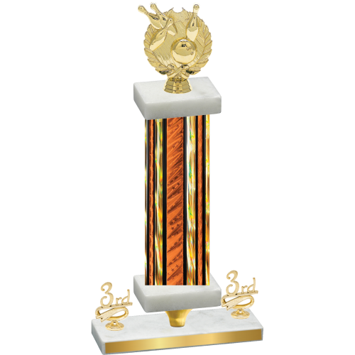 Premium Single Orange Glacier Third Place Bowling Trophy