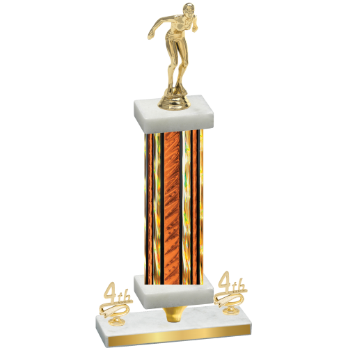 Premium Single Orange Glacier Fourth Place Tennis Trophy