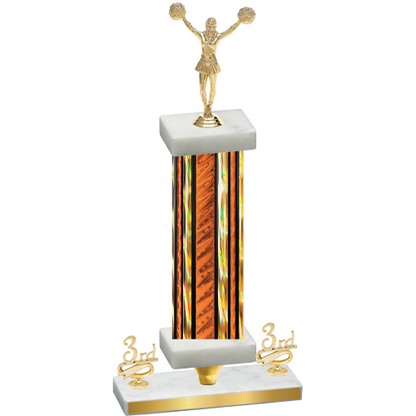 Premium Single Orange Glacier Third Place Cheerleading Trophy