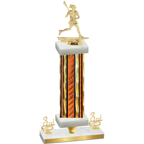 Premium Single Orange Glacier Third Place Lacrosse Trophy