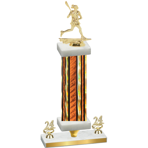 Premium Single Orange Glacier Year Lacrosse Trophy