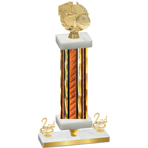 Premium Single Orange Glacier Second Place Basketball Trophy