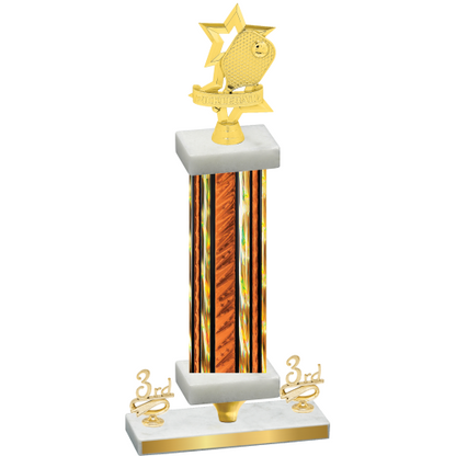 Premium Single Orange Glacier Third Place Pickleball Trophy