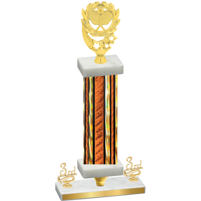 Premium Single Orange Glacier Third Place Pickleball Trophy