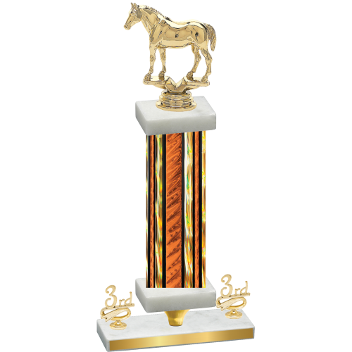 Premium Single Orange Glacier Third Place Horses Trophy