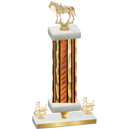 Premium Single Orange Glacier Third Place Horses Trophy